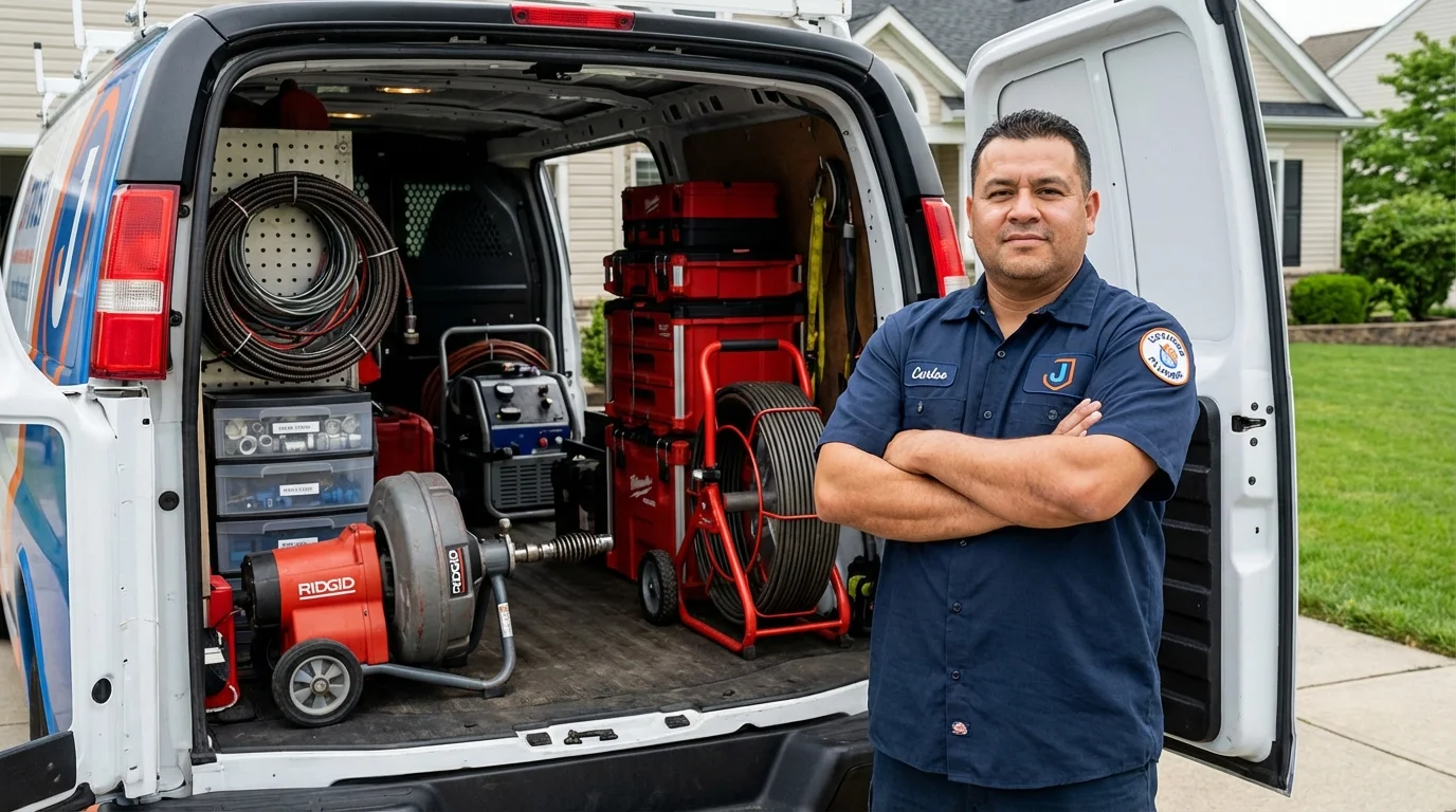 Professional drain cleaning equipment and Johns Plumbing LLC plumber in Morton Grove