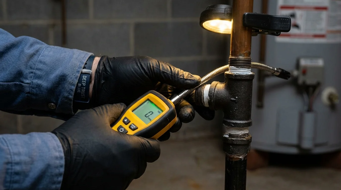 Gas leak detection with electronic sniffer by Johns Plumbing LLC in Morton Grove