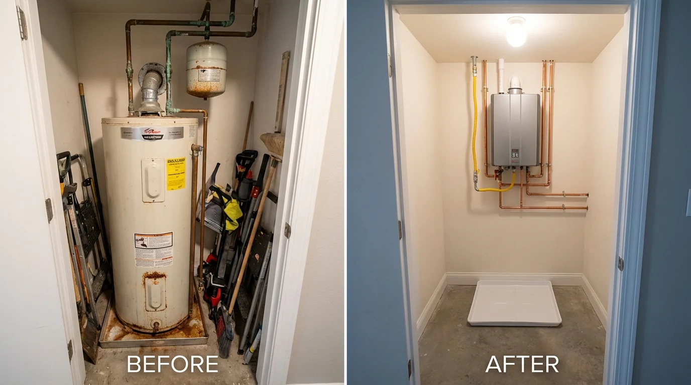 Tank water heater versus wall-mounted tankless unit comparison for Morton Grove, IL homeowners